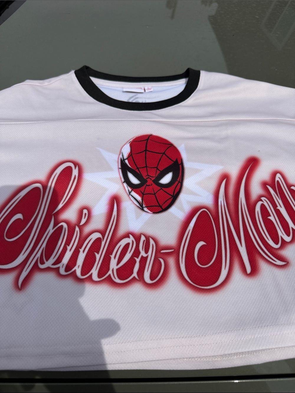 Marvel White Crop Top with Red Spider-Man Graphic
